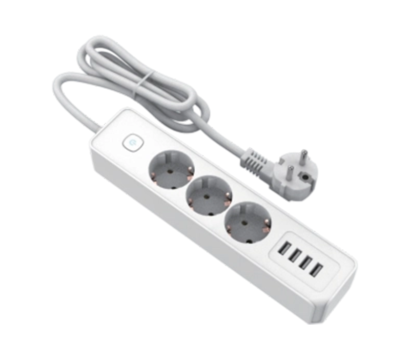 E22-3 Удлинитель европейского типа с 3 розетками и 4 портами USB-A, переключатель в комплекте